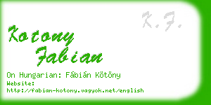 kotony fabian business card